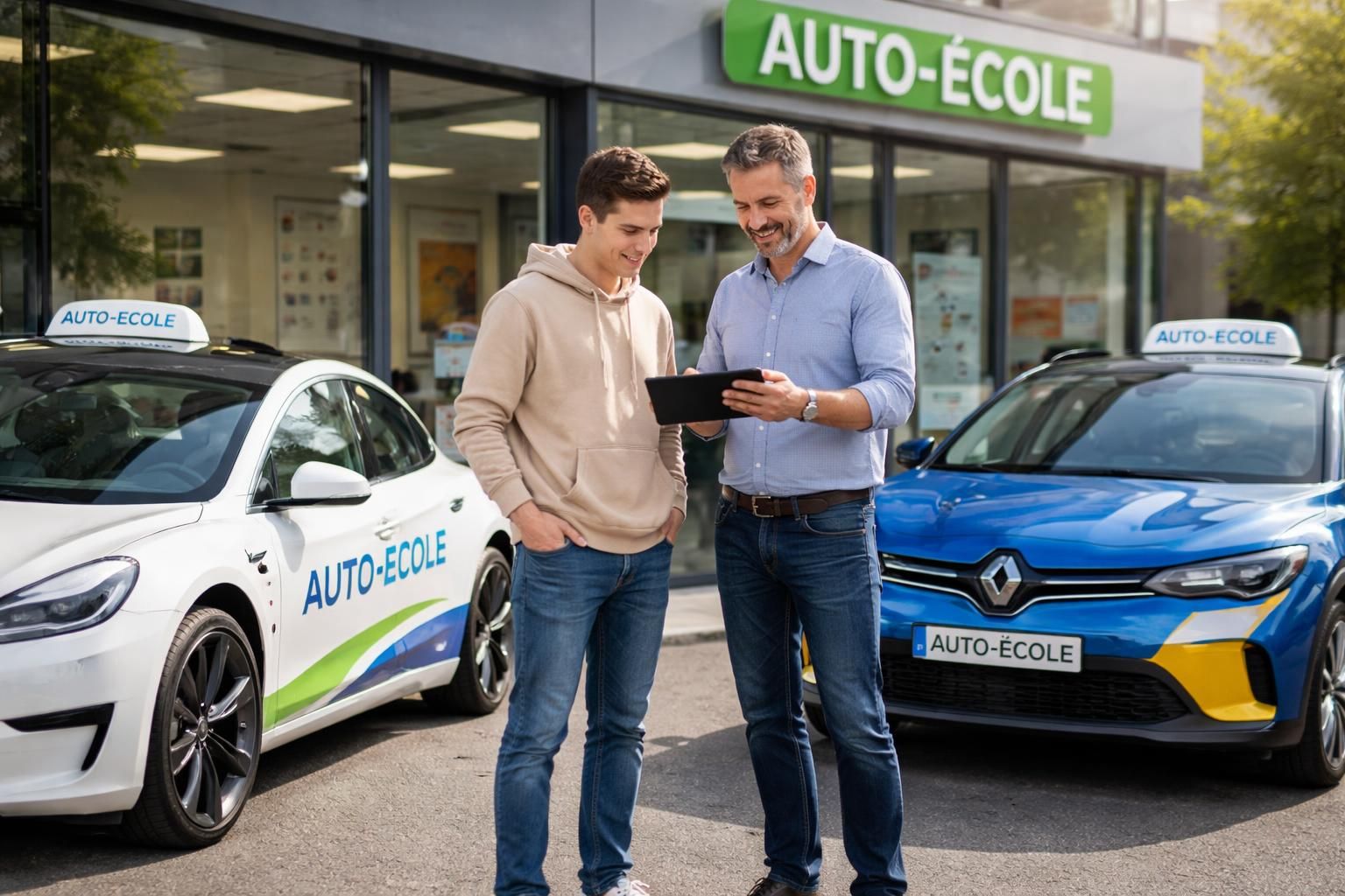 découvrez notre formation de conduite spécialisée pour apprendre à maîtriser les voitures électriques tesla model 3 et renault megane e-tech en toute sécurité et efficacité.
